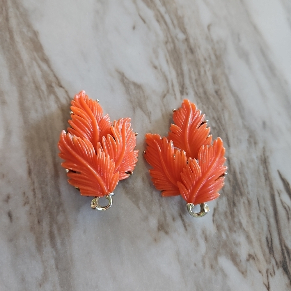 Elegant Orange Leaf Earrings